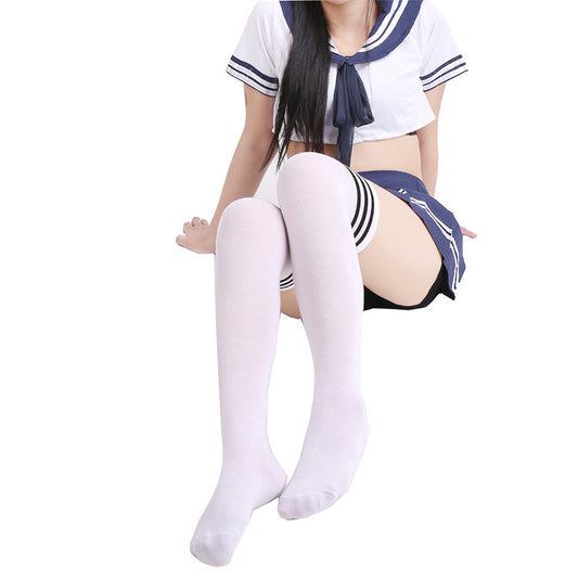 Love&S Student Uniform Tri-Stripe Cotton Durable Stockings