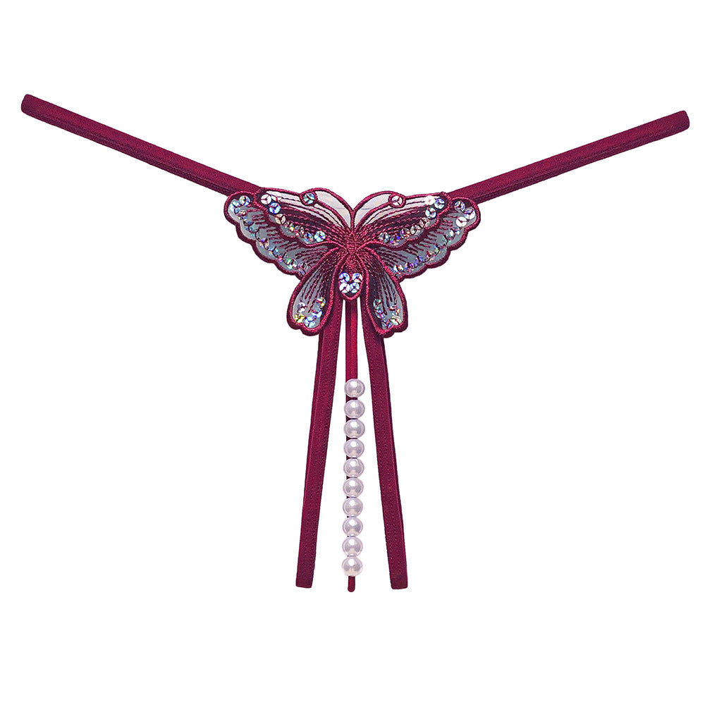 Love&S Garden Visitor Pearl String Embroider Crotchless Panty