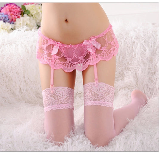 Love&S Bowtie Lace GarterBelt Set