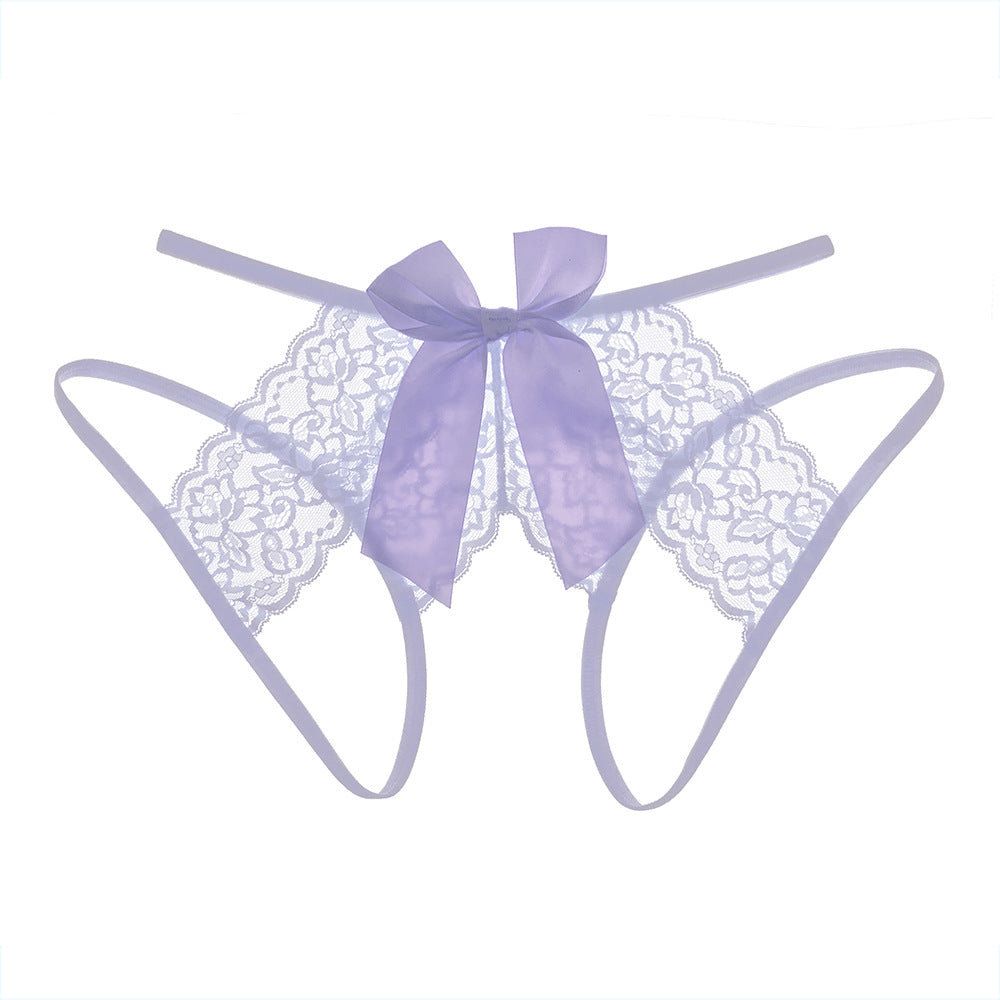 Love&S Plus size Bow Knot Lace Crotchless Panty