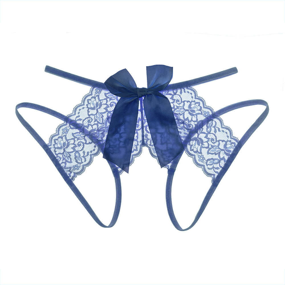 Love&S Plus size Bow Knot Lace Crotchless Panty