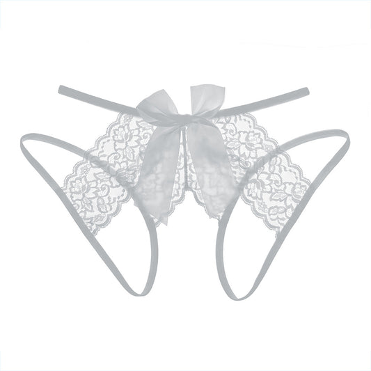 Love&S Plus size Bow Knot Lace Crotchless Panty