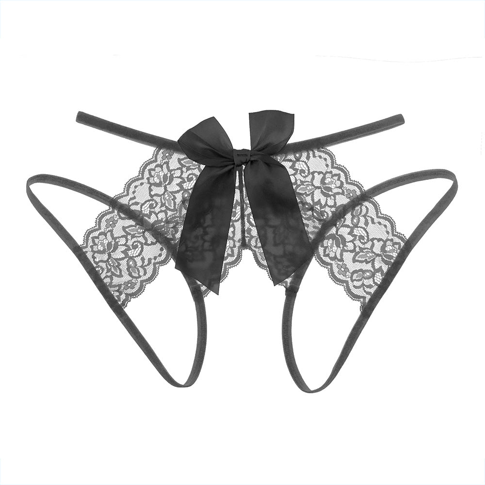 Love&S Plus size Bow Knot Lace Crotchless Panty