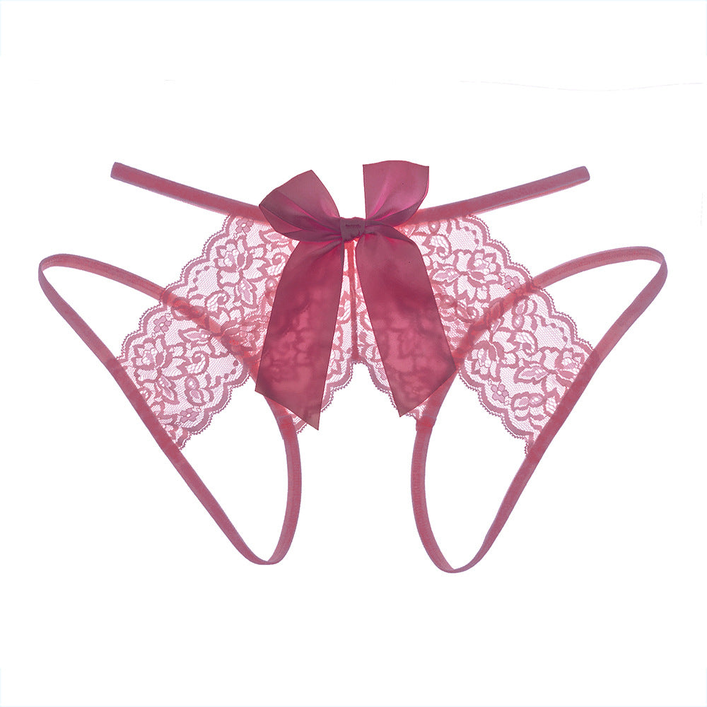 Love&S Plus size Bow Knot Lace Crotchless Panty