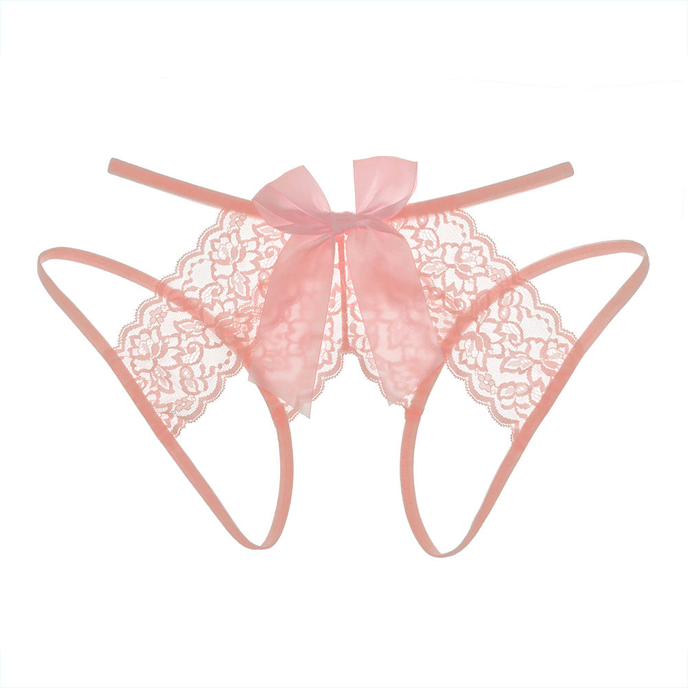 Love&S Plus size Bow Knot Lace Crotchless Panty